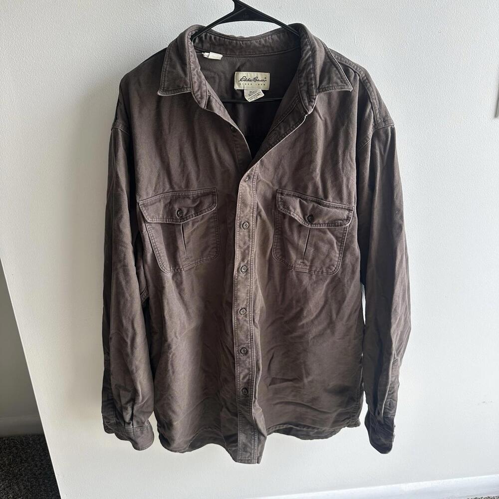 Eddie Bauer Men's Brown Shirt Jacket Casual Outdoors Size XL Tall Pre Owned